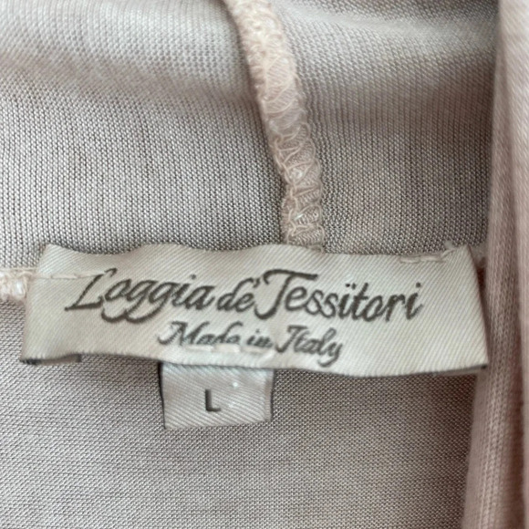 MADE IN ITALY Dusty Mauve Washed/Faded Cardigan with Lace Floral Overlay Size  L - Picture 3 of 9